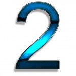 two, illustration of number with blue chrome effects on white background